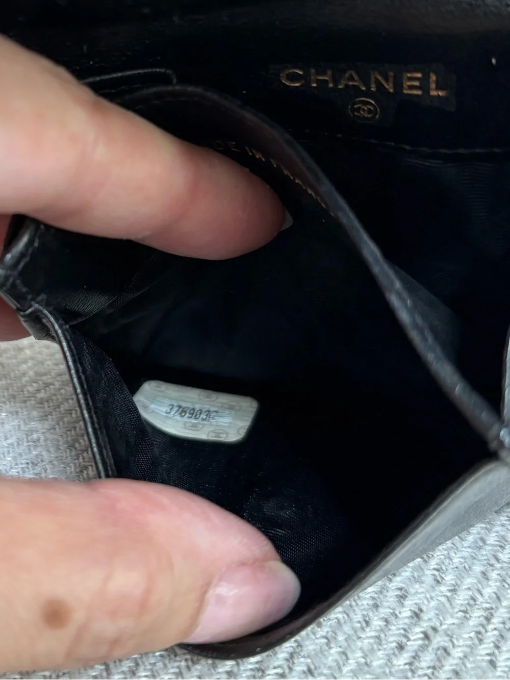 CHANEL CC Black Lambskin Leather Small Bifold Wallet